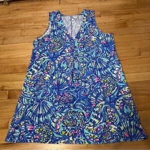 Lilly Pulitzer Blue Pink and Gold Patterned Dress size XL